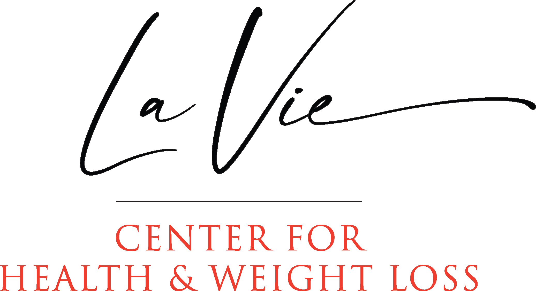 la vie center for health & weight loss logo in black in orangish-red